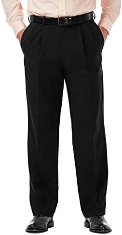 Haggar Men's Cool 18 Pro Classic Fit Pleat Front Hidden Expandable Pant- Tamanhos regulares e grandes e altos