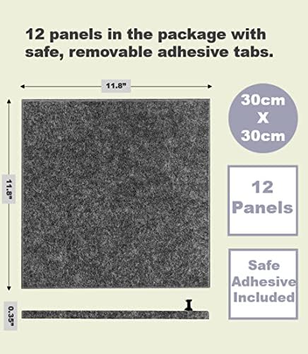 Alternativa da placa de cortiça grande - 47 x35 12 ladrilhos de parede de feltro com guias adesivas removíveis seguras, placas