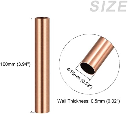 Metallixity Copper Tube 3pcs, tubulação reta - para móveis em casa, máquinas, artesanato de bricolage