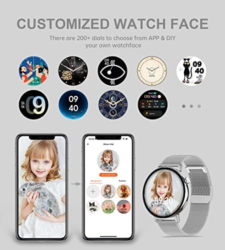 Iaret Smart Watch for Women, atenda/faça o Smartwatch Smartwatch à prova d'água para Android iPhone Rastreador de fitness com 1.32 Tela de toque completa 20 modos esportivos Monitor de freqüência cardíaca, prata