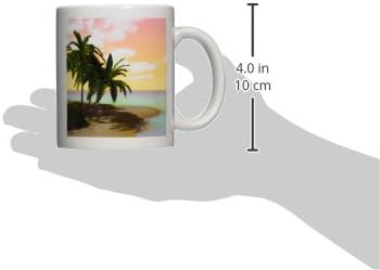 3drose Mug_181698_1 Uma cena colorida da praia de Sunset Island com Palms Ceramic Caneca, 11 onças