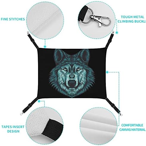 PET Hammock Blue Wolf Cat Bed Bed com tiras ajustáveis ​​e ganchos de metal 16,9 x13