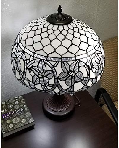 Tiffany Style Table Lamp Banker 24 Alto de vidro branco mogno elegante vintage antiguidade Decor Decor Nightstand