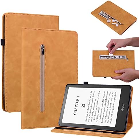 JNSHZ para Kindle Paperwhite 5 Signature Edition Case para Paperwhite 11th Gen 6.8 polegadas Case Smart Auto Sleep/Wake 2021 Stand Tampa - Preto, Amarelo