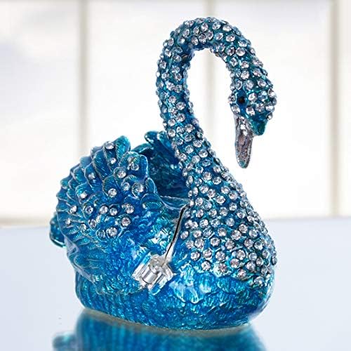 Yu Feng Blue Swan Animal Jewelry Caixa de bugigangas figuras colecionáveis ​​para decoração de casa