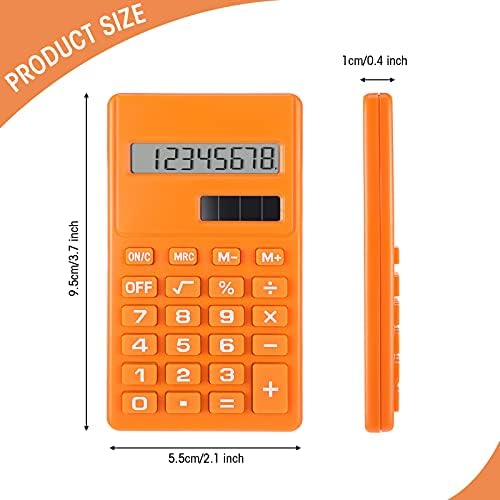 3 peças Mini Calculadora de Desktop Digital com 8 dígitos LCD Exibir Função padrão Calculadora de tamanho eletrônico de bolso para escola, escritório e casa, verde azul laranja