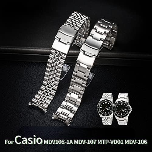 BNEGUV PARA CASIO MDV106-1A MDV-107 MTP-VD01 MDV-106D Strap aço inoxidável pulseira Pulseira de metal 20mm 22mm de reposição de reposição