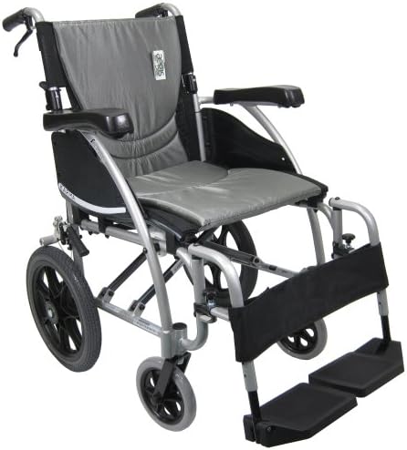 Karman S-115WB16S-TP-E Cadeira de rodas de transporte com elevando Legrest, Silver Pérola, 16 W x 17 D