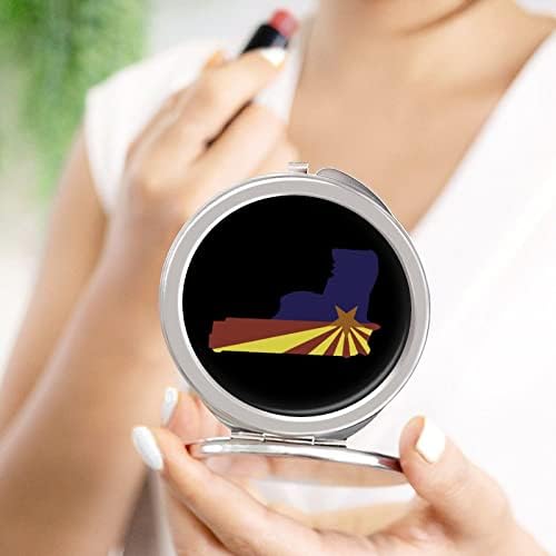 Gun Arizona State Bandeira Compact Compact Round Makeup Metal Pocket Mirror Portable dobrável duplo lado com 2x 1x