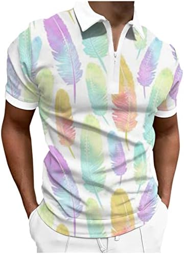 Camisas de natação de verão bmisEgm para homens mens 3d impressão digital zíper de lapela de manga curta camisa casual masculina