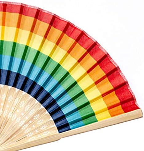 Hibye Summer Rainbow Handheld Fan Fan para Festival de Decoração de Festival de Decoração de Casamento Suprimentos