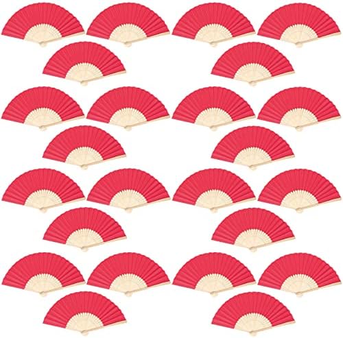 Extpro 6 PCs Fabucas de papel de tecido Hand Dobring Fãs Multicolor Chinese Fan de mão dobrada portátil para o presente Favors Favorias de casamento Decoração DIY DIY