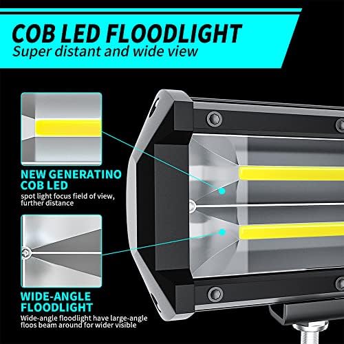 Luzes de trabalho LED de escavadeira de 2x9in, aubeamto 144w 30.000lm Offroad Driving Fog Light Light Light Barra de luz de inundação