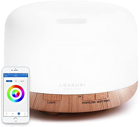 Asakuki Smart Wi-Fi Essential Difusor, App e Voice Control Compatível com Alexa, umidificador de aromaterapia de 500 ml para uma atmosfera