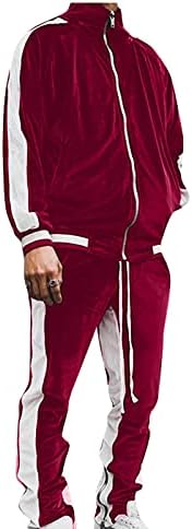Zhishiliuman masculino de 2 peças masculinas de veludo de maiúsculas de veludo atestes esportivos de maçaneta de veludo roupas de roupas casuais casuais conjuntos de colorido listrado