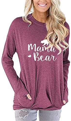 Andongnywell Womens Letter Imprima o pescoço redondo solto de manga longa Camiseta Crewneck Sweatshirt Casual perde tops