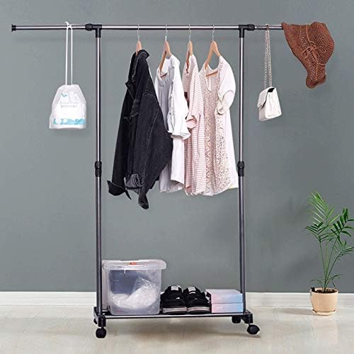 Lepsjgc piso secando rack de levantamento telescópico de roupas móveis roupas de roupa de trilho de trilho de trilho de rack reforçado rack de casaco
