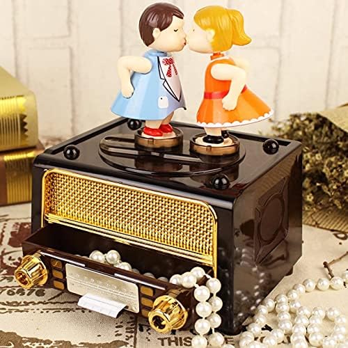 MHYFC Radio Radio Spinning Music Box Creative Funny Music Box Musical Jewelry Storage Box Birthday Birthday