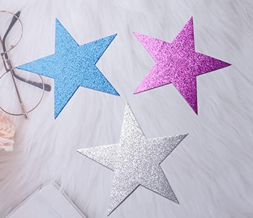 SOWAKA 16 PCS GLITTER STAR CARTO DE CARTÃO COLORIA GRANDES DE PAPEL CUTOS DE CONFETTOS ESTRELAS DE CONSELHO DE BOLETINA PARTIM