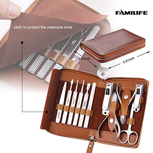 Conjunto de manicure Familife F03, Conjunto de Clipper de Unhas de Pedicure Kit 13PCS Kit de manobra de homens profissionais