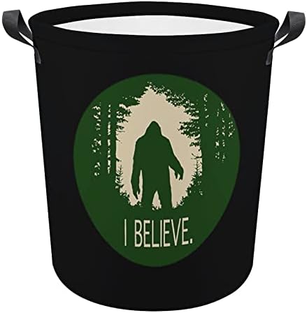 Bigfoot eu acredito em cestas de lavanderia com alças à prova d'água roupas redondas dobráveis ​​Hampers Storage Bin Organizer