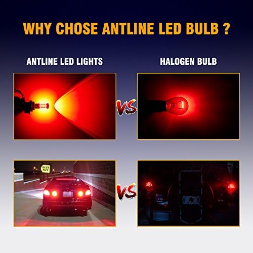 Antline 1157 LED Bulb Flash Strobe Red, 9-30V Super Bright 1600 Lumens 2057 2357 7528 52-SMD LED com projetor para