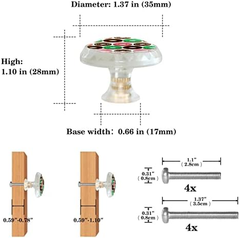 Guerotkr 4 PCs, maçanetas de armários transparentes, botões de gabinete, botões de cômodos, alças para armários e gavetas,