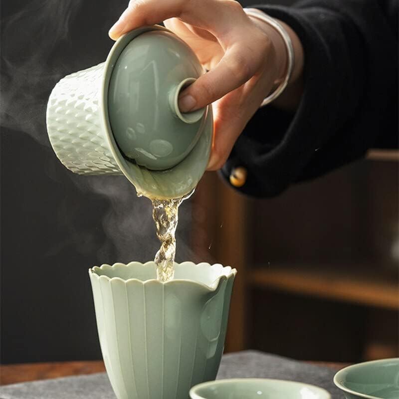 Creative Dragon Scales Song Porcelana Gaiwan para Tea Chinesa Treureen Lid Teaware Cerimônia de chá Conjunto de xícaras