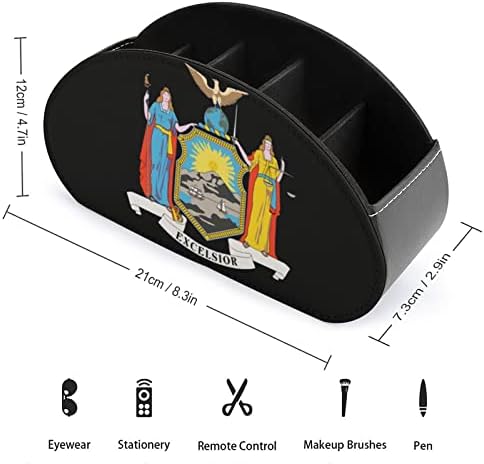 New York State Flag Print TV Controle remoto Caixa de armazenamento PU CALETO DE CALARO 5 COMPARTIMENTOS PARA Organizador