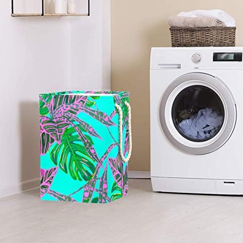 Rosy Green Tropical Palm Folhas Padrão de pano de lavander