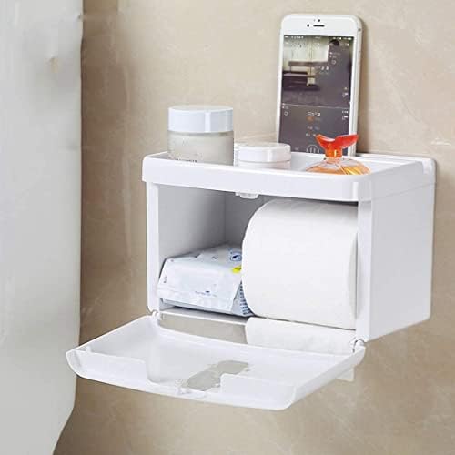 Haiqings portador de papel higiênico multifuncional com prateleira de telefone e gaveta de armazenamento de parede de parede Punchando