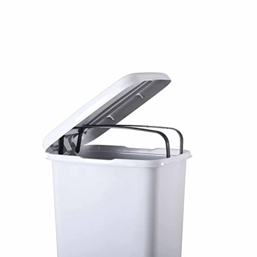 Superio Slim Sted On Pedal Plastic Lix lata, lixo de desperdício para baixo da mesa, escritório, quarto, banheiro, cozinha - fumaça branca