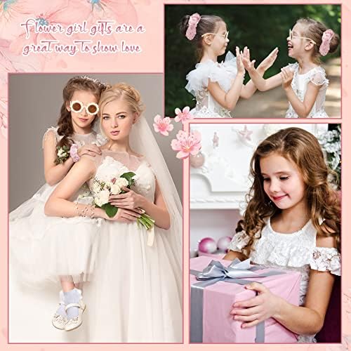4 PCs Flor Girl Girl Girl Girl Proposta Presentes de presentes incluem óculos de flor redonda Flor Girl Tumbler Botty Baby