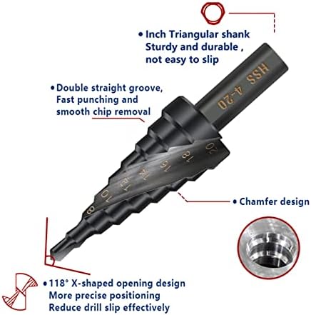 Etapa de perfuração Bits de cone escalonada 4-12 4-20 4-32 6-30mm HSS HSS Metal Hole Knifa redonda Manuse