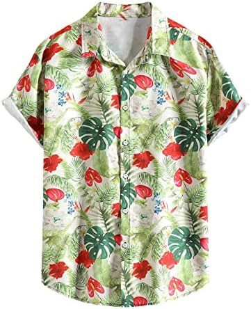 Camisa havaiana de manga curta para homens de verão tees gráficos de impressão tropical Button casual Down Down Aloha Camiseta de praia solta