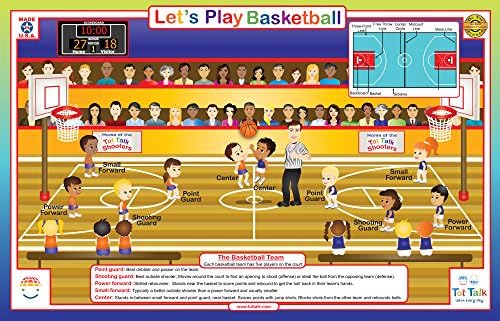Tot Talk Basketball Activity Placemat para crianças, lavável e duradouro