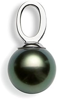 14K White Gold AAAA Qualidade Black Tahitian Cultivou Pearl Pinging for Women With Diamonds - PremiUmearl