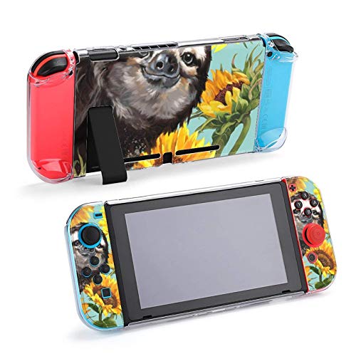 Caso para Nintendo Switch Sloth com girassóis de cinco lances definidos para capa protetora Caso Case Octors Acessórios para