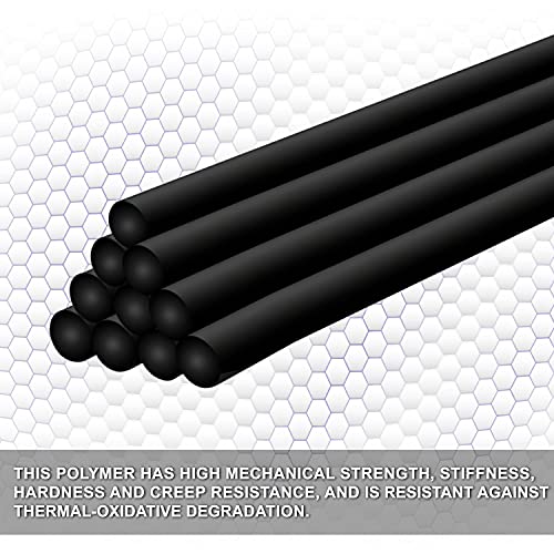 2 pcs delrin - haste de plástico acetal 1-1/4 polegadas diâmetro x 12 polegadas Comprimento - preto