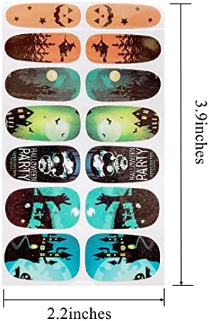 My-Sassy-Girl 10Sheets Halloween Style nail Art Tiras de capa completa adesivos 14 dicas 7 folhas de adesivos para dedos com arquivos MSG026
