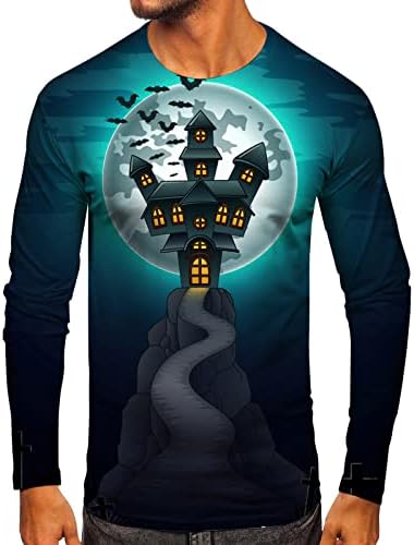 Camisetas xxbr halloween para homens, festa casual housed housed house pank manga longa novidade gráfica slim fit atlético