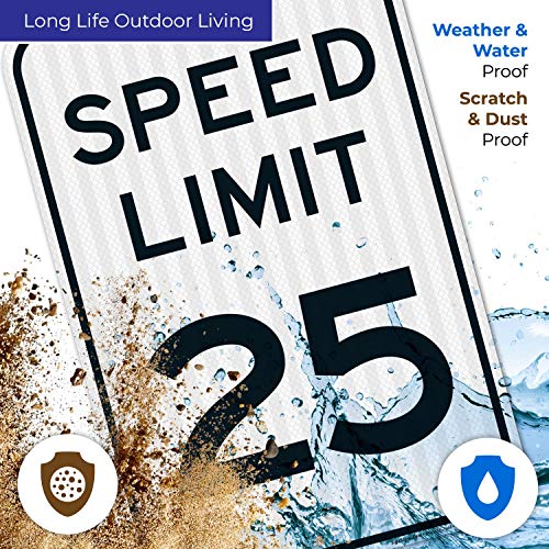 Limite de velocidade Sinal de 25 mph, 12x18 polegadas, 3M EGP Reflexivo .063 alumínio, resistente ao desbotamento, fabricado nos