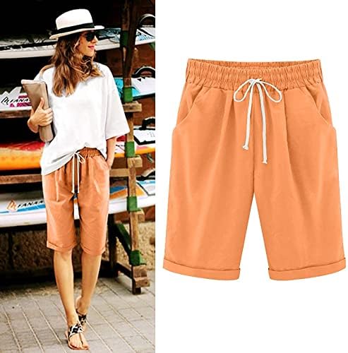 Surfras de cintura alta feminina Casual Calças de meia calça de verão calças curtas calças de linho rolam bermudas bermudas shorts