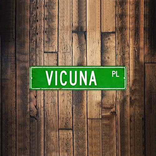 Vicuna Pl Pl Animal Street Sign Personalizou seu texto Signo de lata de lata estilizada Vicuna AMAR SILH