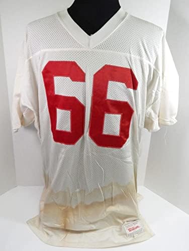 No final dos anos 80, no início dos anos 90, o jogo San Francisco 49ers #66 usou Jersey White 58 703 - Jerseys não assinados da NFL usada