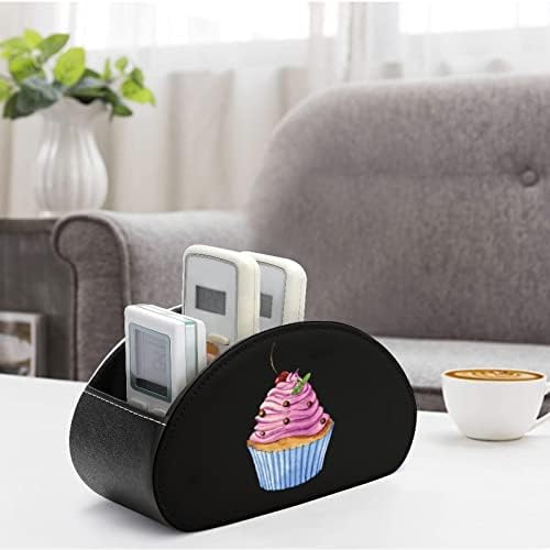 Aquário Cupcake Remote TV Control Titular PU Organizador de caixa de armazenamento com 5 compartimentos para escritório