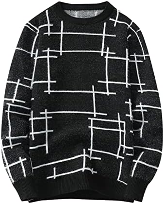 Camisola de tripulante para homens da xiaxogool, suéter masculino de manga longa de manga longa e pescoço de pescoço masculino de malha solta