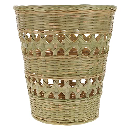 Doitool Wicker lixo- cesto de lixo natural- lixo redondo pequeno para banheiros, quartos, escritórios