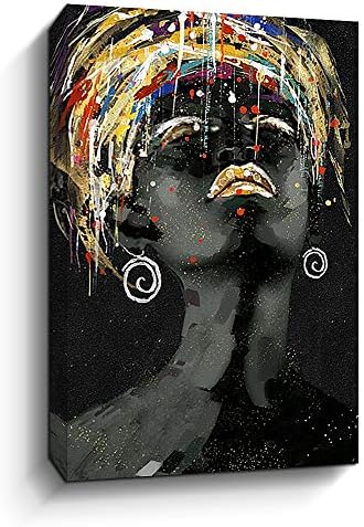 Decoração de arte de parede Afro -americano Black Girl Canvas Arte de parede Arte aquarela Graffiti Printando obras