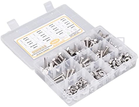 Kit de porcas de parafusos hexáticos, parafusos de máquina hexadecipal de parafusos 304 Aço inoxidável 200pcs para reparar móveis